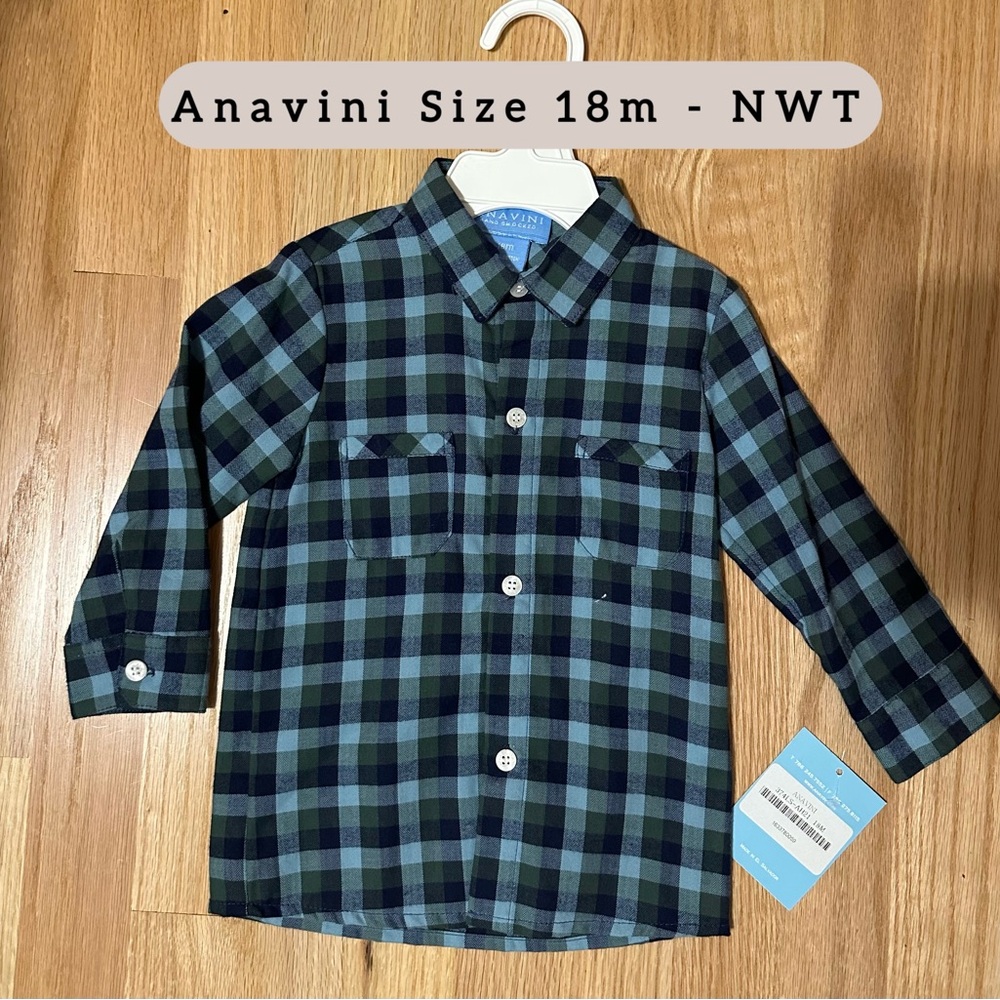 Anavini Blue & Green plaid shirt